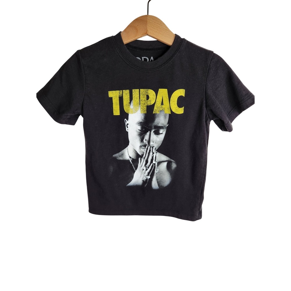 2Pac Graphic T-Shirt Kids 4T Black Short Sleeve Hip Hop Rap Music Tee